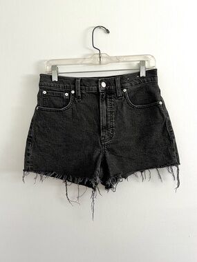 Madewell Faded Black High-Rise Frayed Denim The Perfect Jean Shorts NWOT Size 27